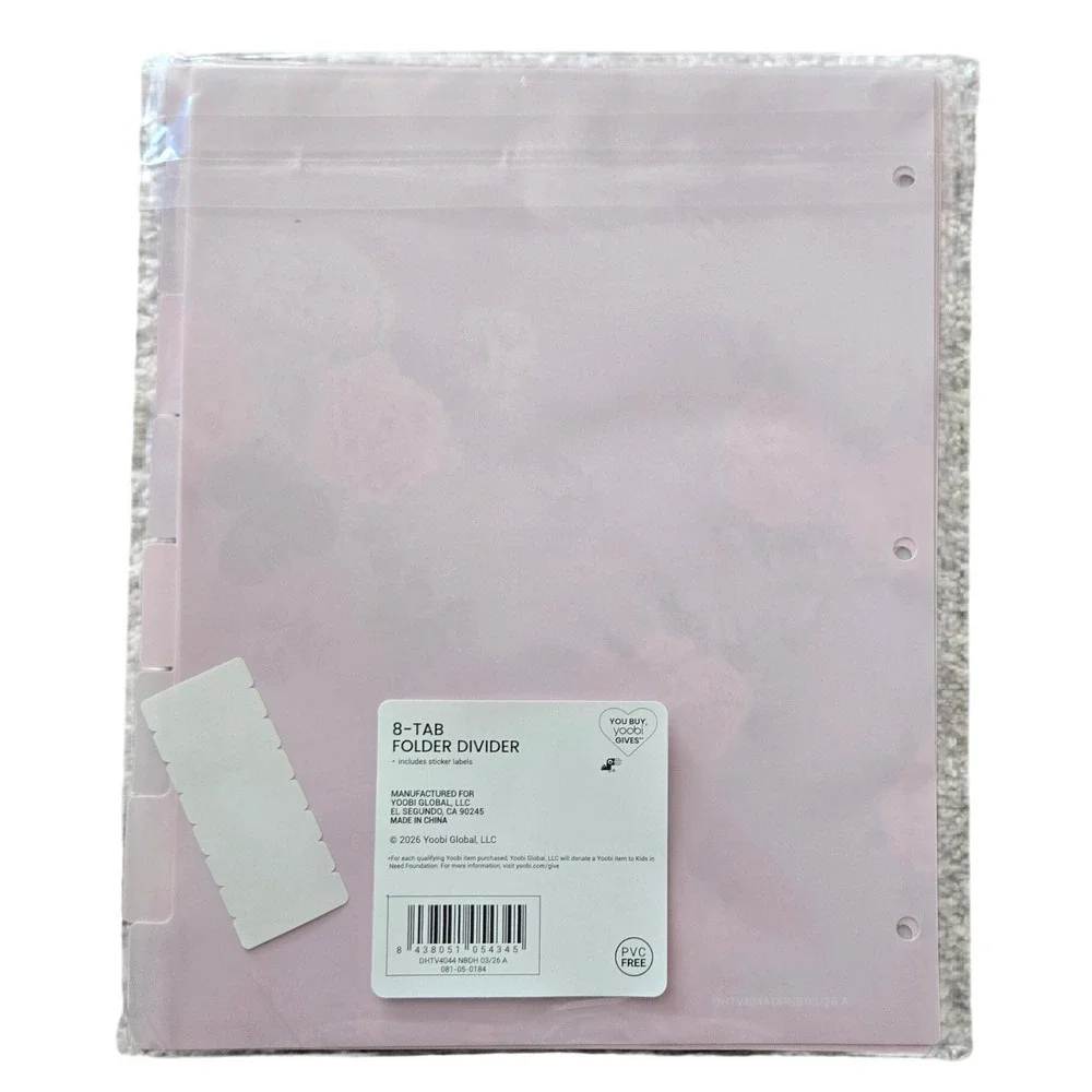 LoveShackFancy Yoobi Folder Dividers 8 Tab Pink Floral NIP Cottagecore Coquette